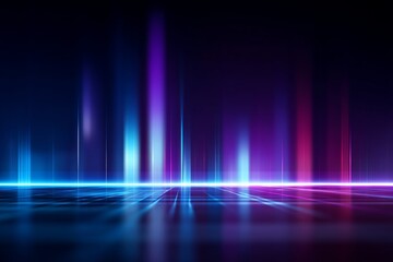 Neon light streaks on dark abstract background with vibrant colors