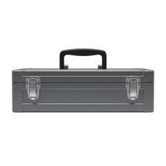 Sturdy Metal Toolbox with Secure Latches, Isolated on transparent background