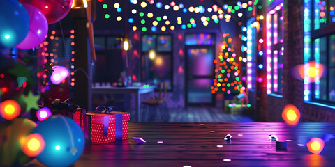 Obraz premium Cozy Festive Room with Bright Decorations