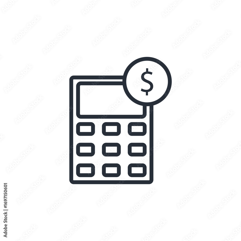 Poster calculation icons.editable stroke.linear style sign for use web design,logo.symbol illustration.