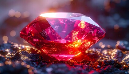 Radiant ruby nestled in fiery earth