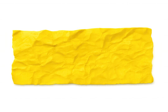 Crumpled yellow paper creating textured, abstract surface against transparent backdrop, offering vintage grunge texture for graphic design projects