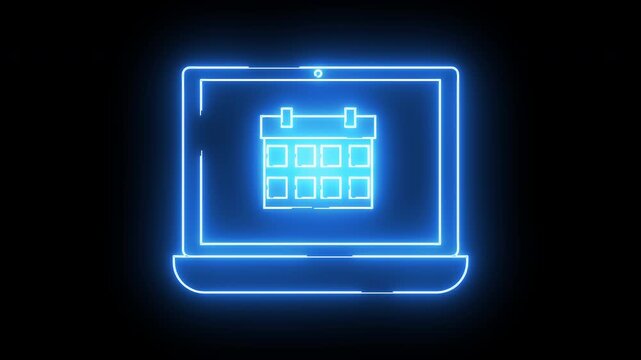 laptop icon and calendar icon with neon effect