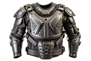 Motorcycle Motocross Body Armor Protective Gear on Black Background dirt bike isolated on a transparent background