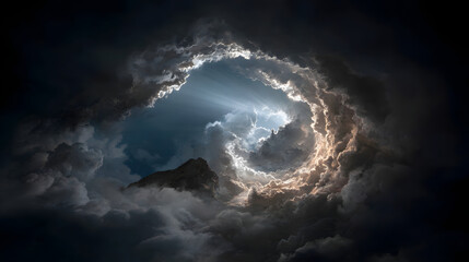 Mountain Peak with Dramatic Cloud Formation