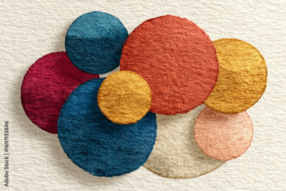 Poster a colorful abstract design of circles and squares
