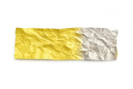 Crumpled metallic foil creating shimmering, textured surface with reflective gold and silver tones against transparent backdrop - Powered by Adobe