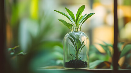 Plant in Glass Bottle