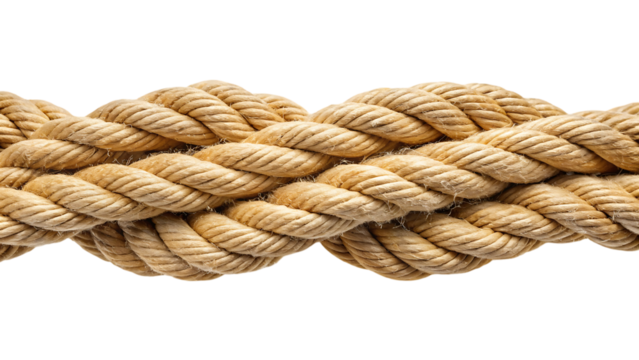 Thick Braided Rope Close-up on Black Background cord fiber isolated on a transparent background