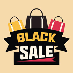 black friday sale shopping bag vector 
