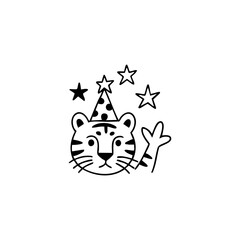 Simple black outline drawing of a house with a green leaf inside