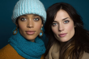 captivating portrait shoot featuring models with contrasting accessories highlighting their unique styles