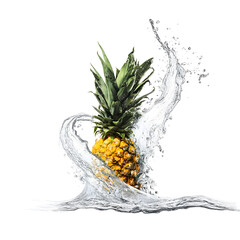 Pineapple splash isolated against black background
