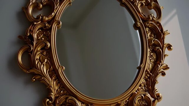 Ornate Gold-Colored Oval Mirror