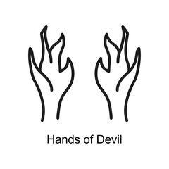 Hands of Devil Illustration Hand Draw Line Art Vector