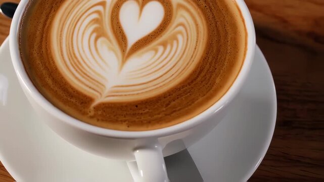 Close-up of a latte art heart design