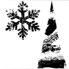 Obraz premium Vector Winter snowflake and pine tree vector illustrations.