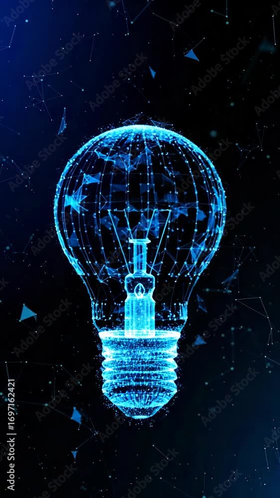 Poster abstract glowing light bulb with network connections against a dark backdrop symbolizing innovation 