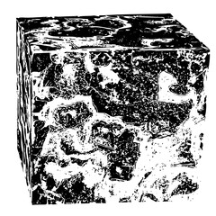 Vector Detailed of a fractured cube with internal voids.
