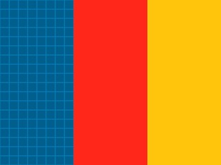Obraz premium Bold geometric design with blue grid, red, and yellow.