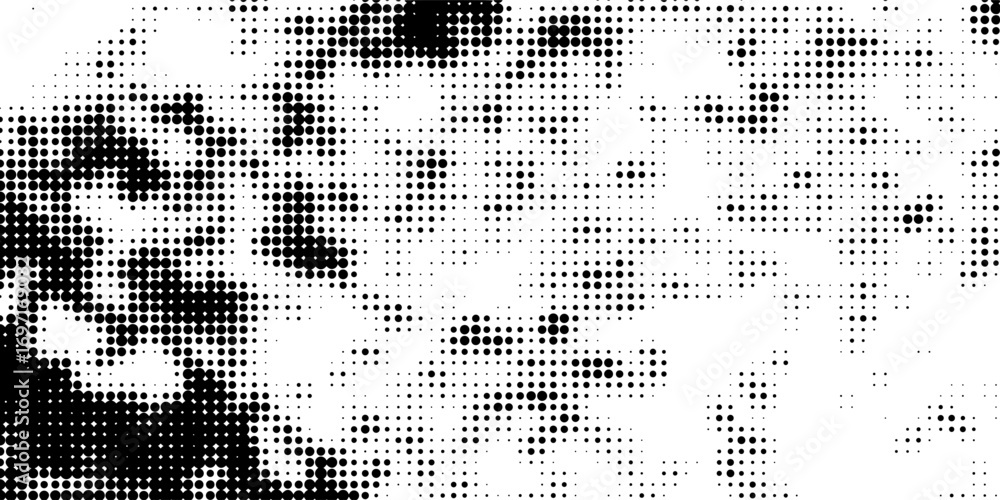 Poster grunge halftone gradient background. faded gritty noise texture. monochrome texture for printing on 