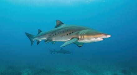 Obraz premium Underwater shot of a shark in the ocean