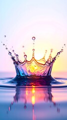 Colorful water splash at sunset