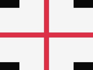 Obraz premium Geometric pattern with red cross and black corners.