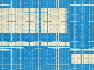 Abstract grid of lines in blue and cream.