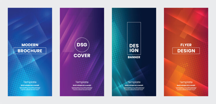 Set of vector design templates with colorful gradients and geometric shapes. Ideal for website headers, web banner, social media banners, and presentation backgrounds.