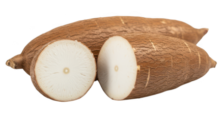 Fresh Yuca Root Cut In Half Closeup