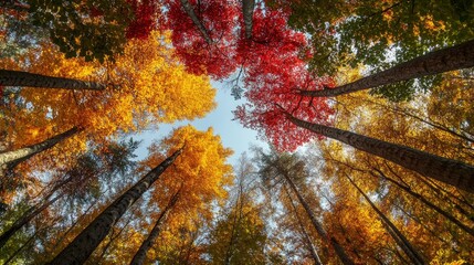 Autumn colorful trees in the forest.