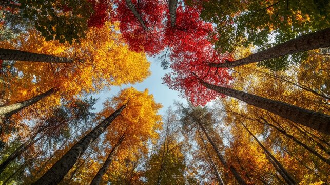 Autumn colorful trees in the forest.