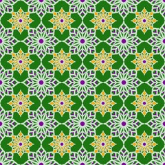 Vibrant Green and Gold Floral Seamless Pattern