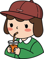 Girl Drinking Juice with Cap
