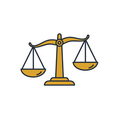 Golden scales of justice symbolizing balance and fairness in a minimalist design