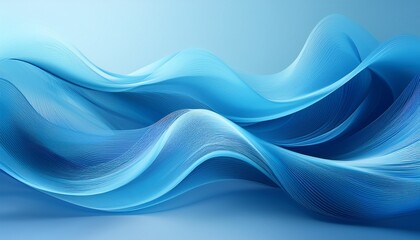abstract blue mesh waves flowing on a light blue background a delicate digital artwork
