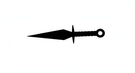 Shadowed Edge: A sharply defined black silhouette of a kunai knife, exuding an aura of mystery and precision, ideal for design elements.
