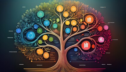 elegant growth strategies tree diagram professional color palette clearly labeled branches icons representing key business growth strategies suitable for corporate presentations
