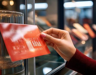 applying a time sensitive promotion sticker onto a glass display highlights urgency and opportunity in retail marketing strategies