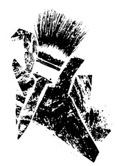 Vector Abstract robotic face with distressed texture.