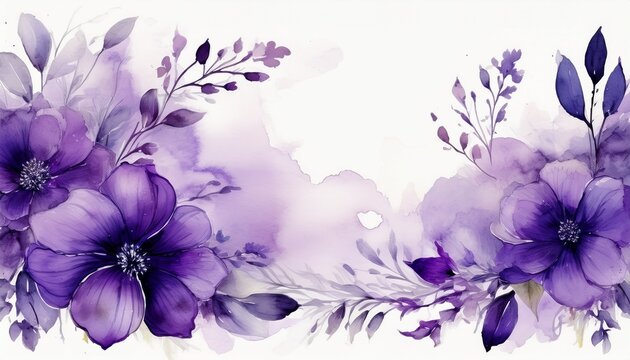 elegant purple watercolor floral funeral program design graphic grief