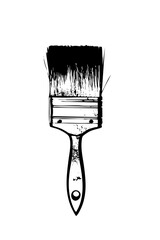Vector Detailed of a paint brush with textured bristles.