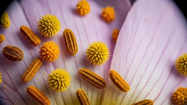 Macro blossom with pollen and petal
