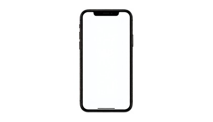 Black Smartphone with Blank Screen Isolated on White Background