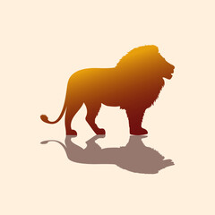 Lion animal icon. Wild savanna vector. African king silhouette. Wildlife emblem symbol.