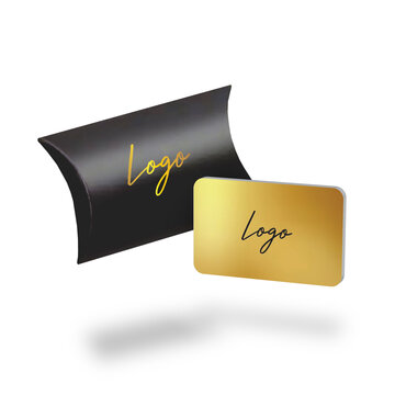 Black and Gold Gift Card and Pouch Mockup Image