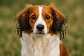 Excited Nederlandse Kooikerhondje dog breed showcasing playful personality and distinctive orange-red coat against clean background