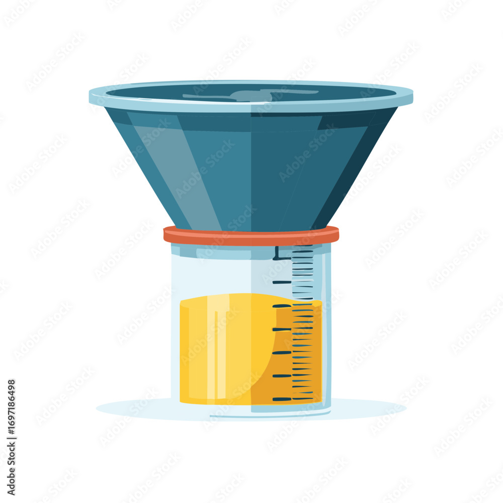 Poster illustration of filtering process in a laboratory glassware setup