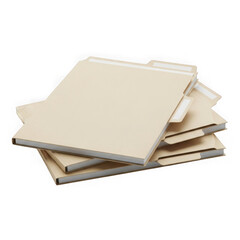 Stack of cream folders isolated on transparent background